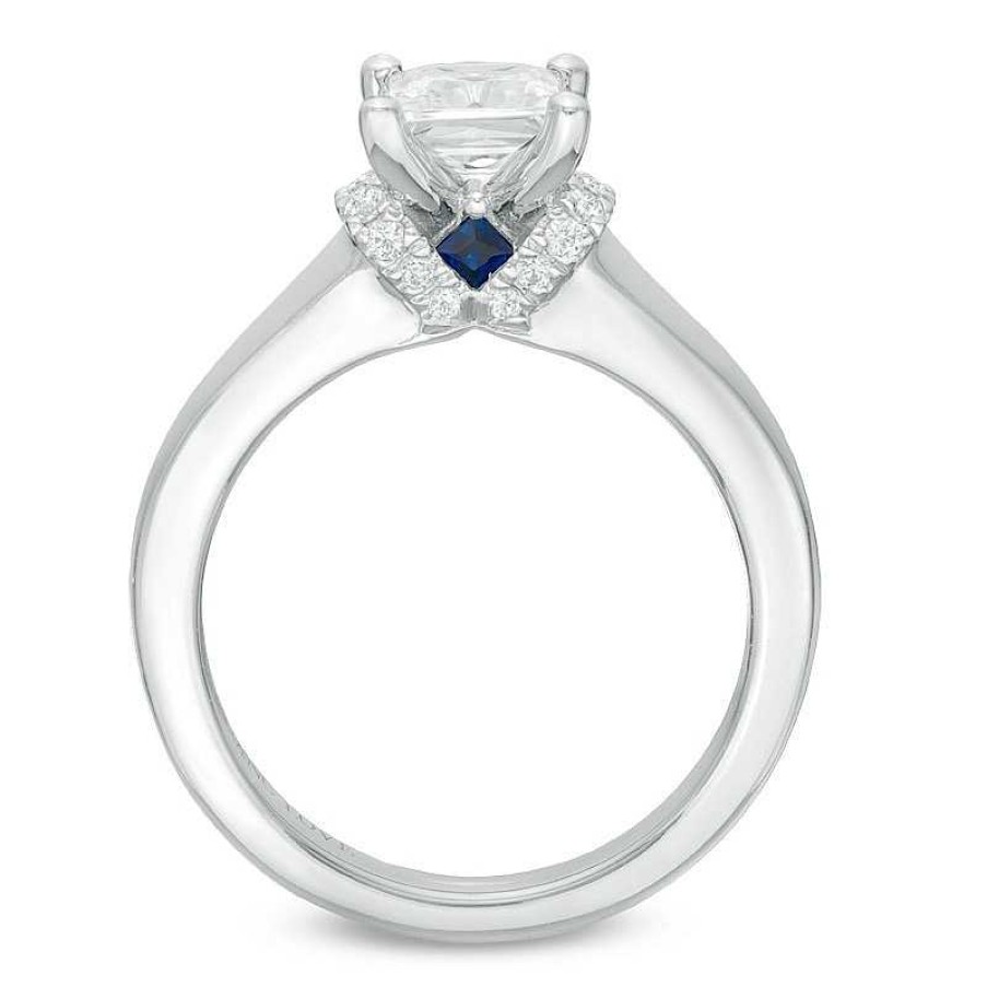 Zales Vera Wang Love Collection 1-1/10 Ct. T.W. Princess-Cut Diamond Solitaire Collar Engagement Ring In 14K White Gold Rings