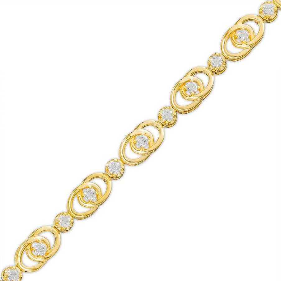 Zales You Me Us 1 Ct. T.W. Diamond Interlocking Oval Link Bracelet In 10K Gold Bracelets