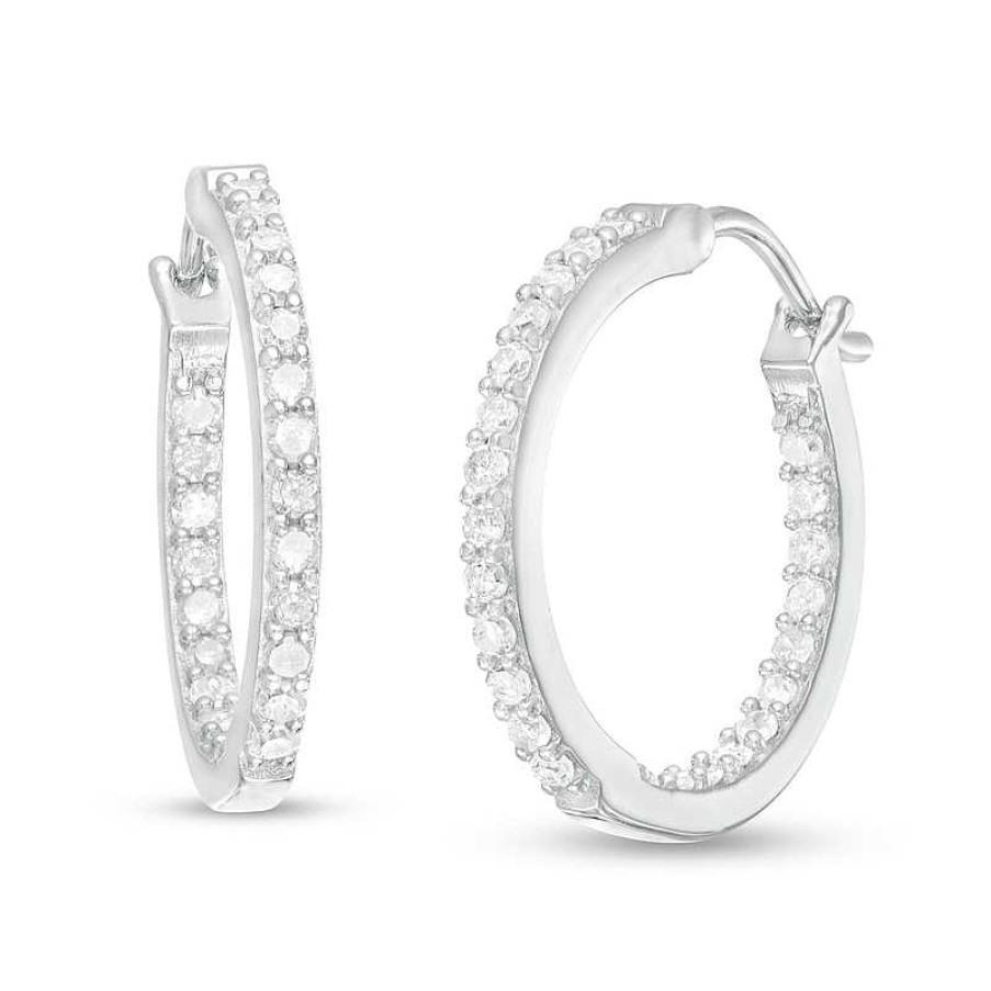 Zales 1/2 Ct. T.W. Diamond Inside-Out Hoop Earrings In Sterling Silver Earrings