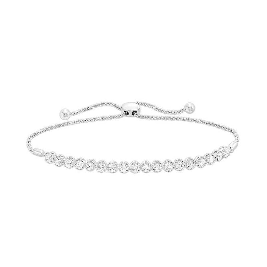 Zales 1-1/2 Ct. T.W. Certified Lab-Created Diamond Bolo Bracelet In 14K White Gold (F/Si2) - 9.5" Bracelets