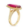 Zales Pear-Shaped Lab-Created Ruby And White Lab-Created Sapphire Frame Ring In Sterling Silver With 14K Gold Plate - Size 7 Rings