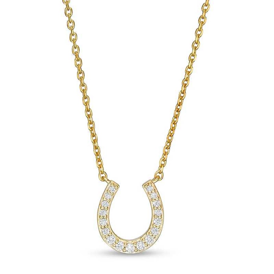 Zales 1/10 Ct. T.W. Diamond Horseshoe Necklace In 10K Gold Necklaces