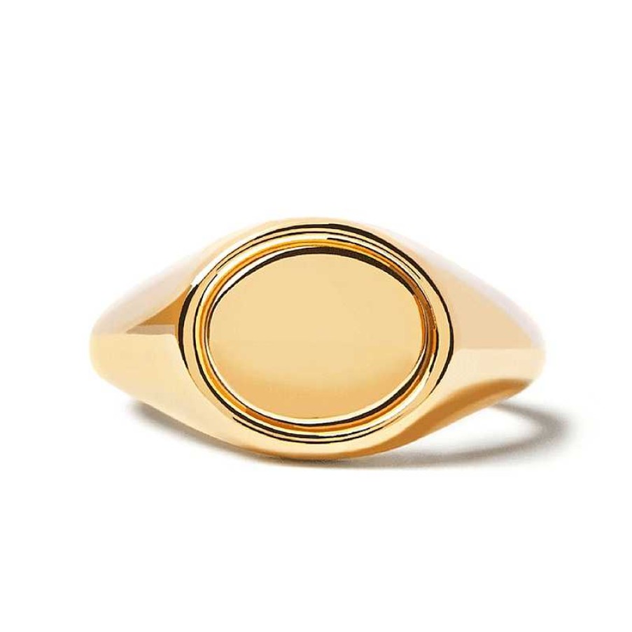 Zales Oval Signet Ring In Sterling Silver With 18K Gold Plate Rings