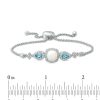 Zales 7.0M Cushion-Cut Lab-Created Opal And White Sapphire Frame With Swiss Blue Topaz Bolo Bracelet In Sterling Silver - 9.0" Bracelets