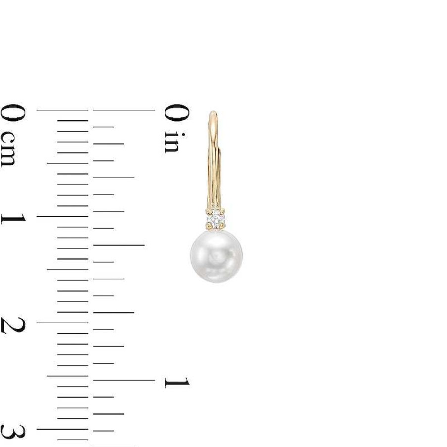 Zales 5.0Mm Cultured Freshwater Pearl And 1/20 Ct. T.W. Diamond Drop Earrings In 10K Gold Earrings