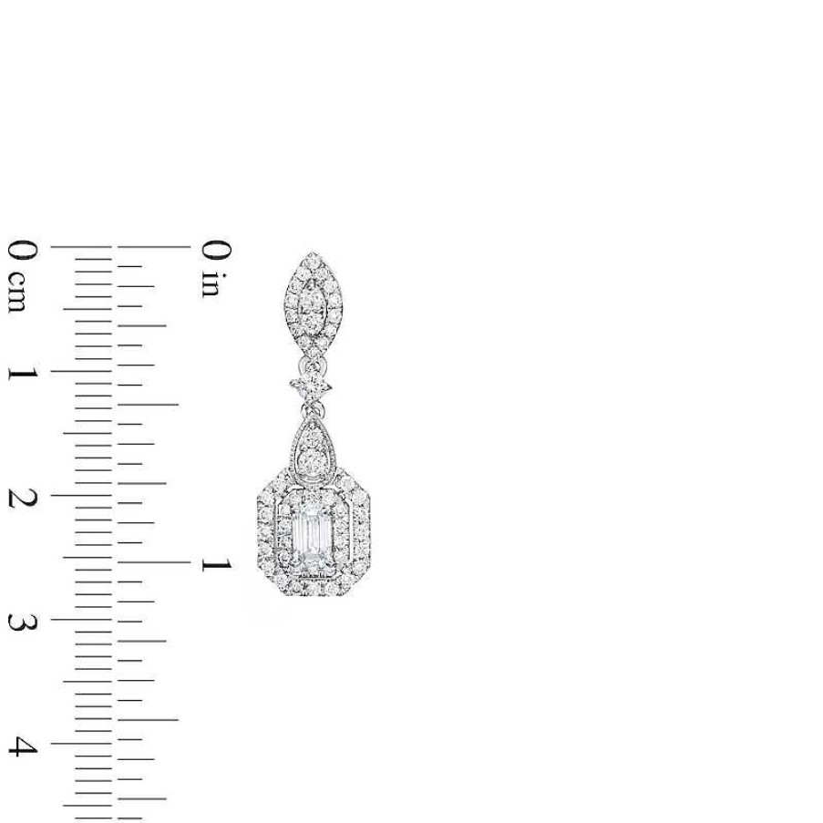 Zales 1-1/2 Ct. T.W. Emerald-Cut Lab-Created Diamond Drop Earrings In 10K White Gold Earrings