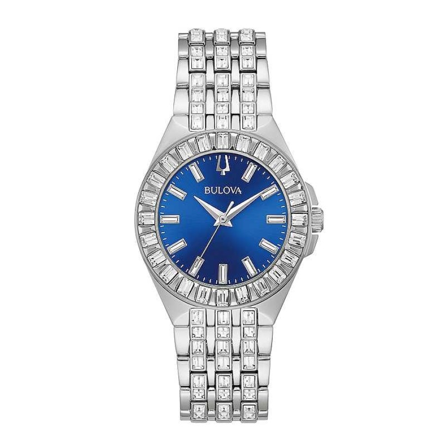 Bulova Ladies' Bulova Phantom Baguette Crystal Accent Watch With Blue Dial (Model: 96L290) Watches