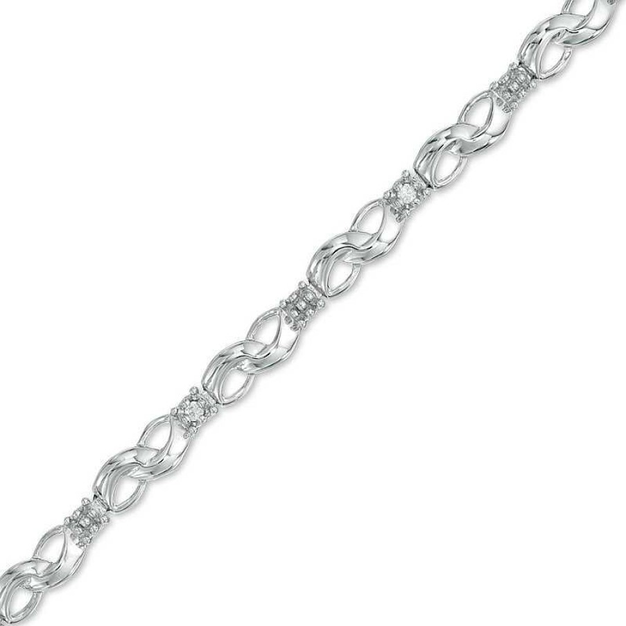 Zales 1/10 Ct. T.W. Diamond Infinity Bracelet In 10K White Gold Bracelets