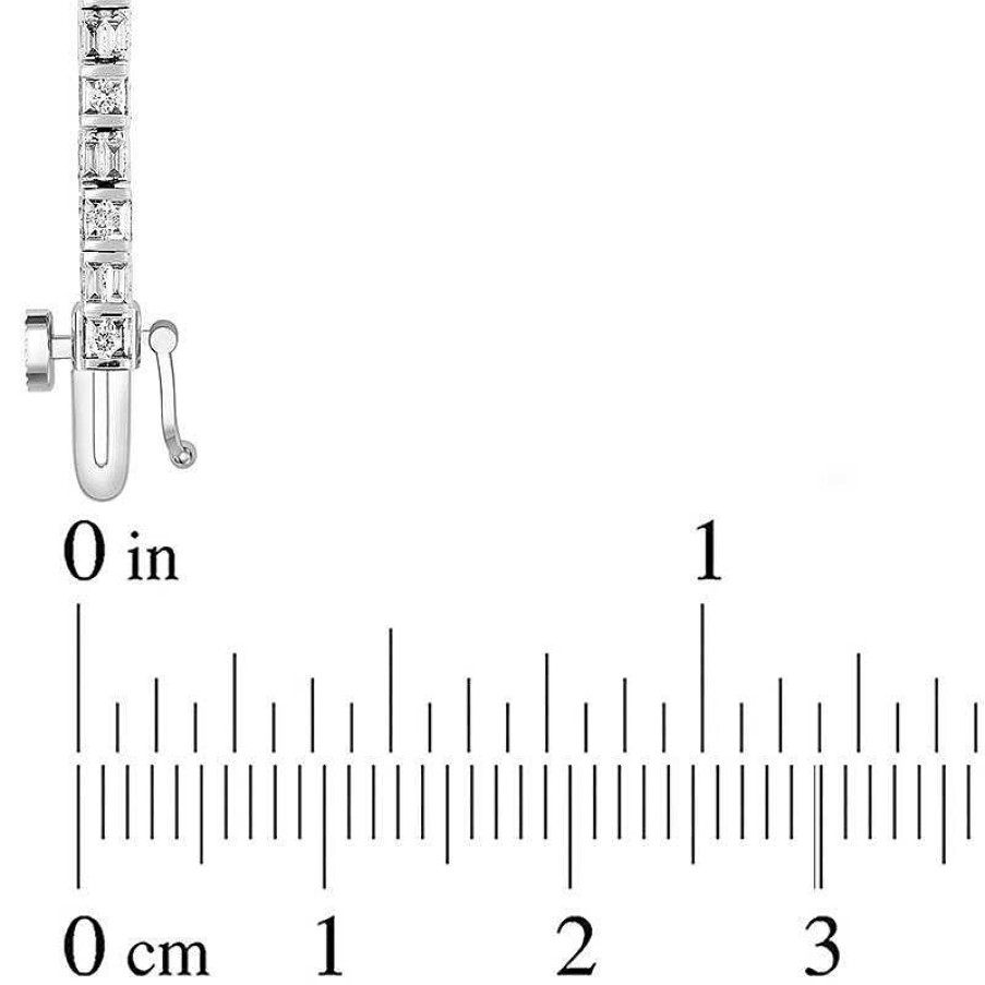 Zales 1/2 Ct. T.W. Baguette And Round Diamond Tennis Bracelet In 10K White Gold Bracelets
