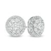 Zales Previously Owned - 1 Ct. T.W. Lab-Created Diamond Double Frame Stud Earrings In 14K White Gold (F/Si2) Earrings