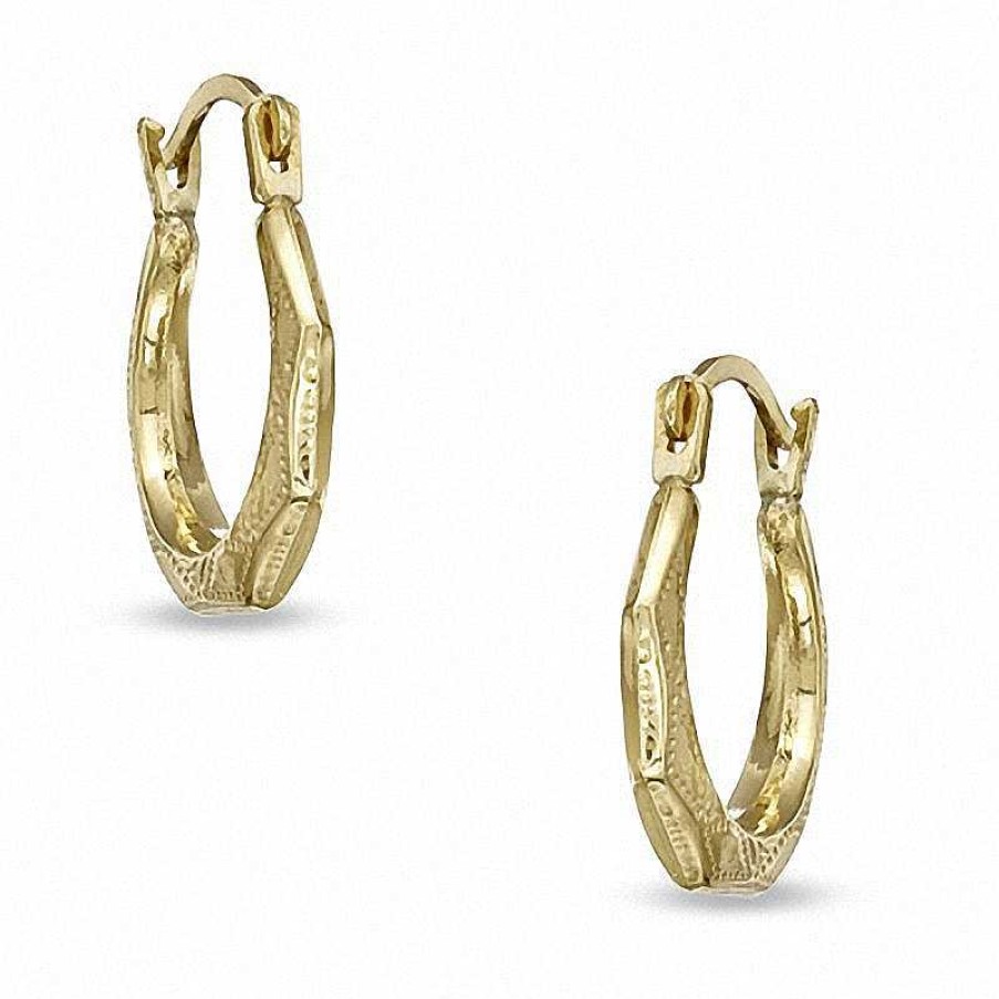 Zales Child'S Faceted Hoop Earrings In 14K Gold Earrings