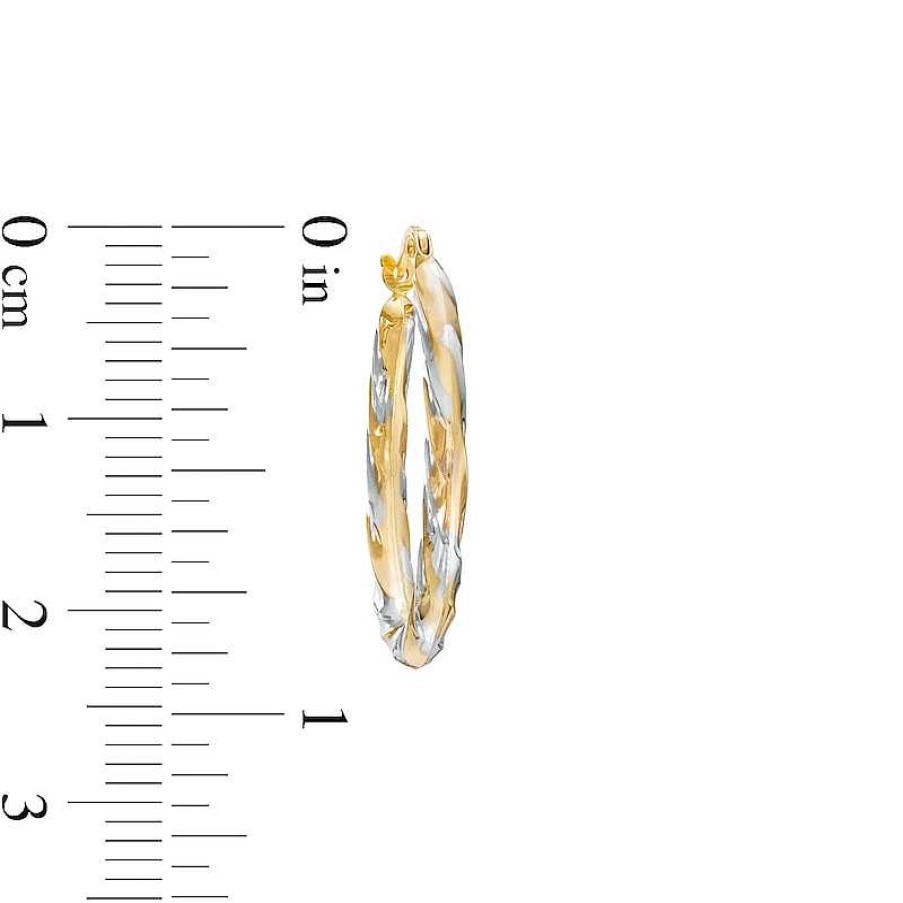 Zales Textured Twist Hoop Earrings In 14K Two-Tone Gold Earrings