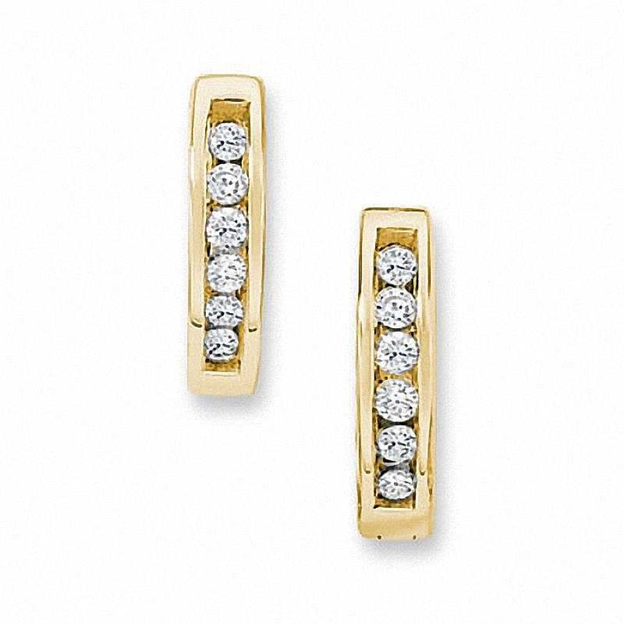 Zales 1/4 Ct. T.W. Diamond Huggie Hoop Earrings In 10K Gold Earrings