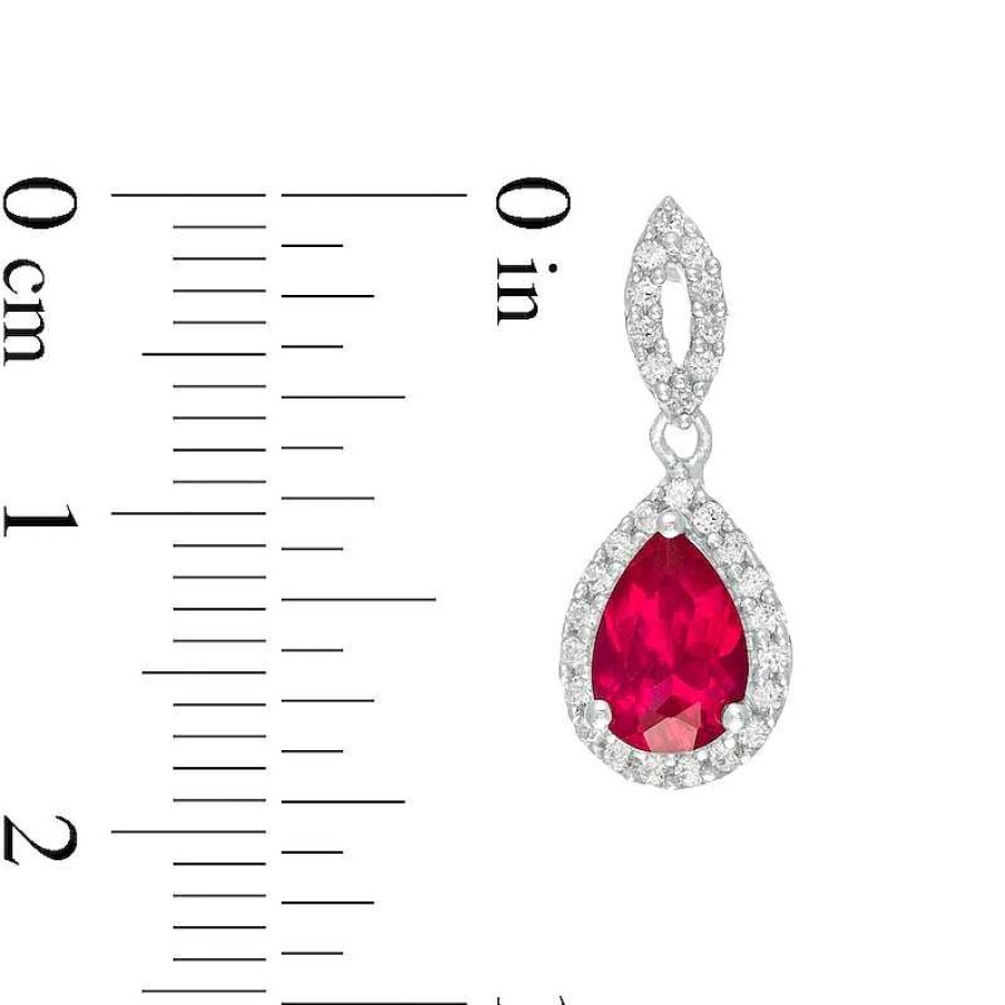 Zales Pear-Shaped Lab-Created Ruby And White Sapphire Frame Teardrop Earrings In Sterling Silver Earrings