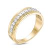 Zales Men'S 1/2 Ct. T.W. Diamond Milgrain Wedding Band In 10K Gold Rings