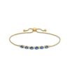 Zales Oval Blue Sapphire And 1/8 Ct. T.W. Diamond Alternating Bolo Bracelet In 10K Gold - 9" Bracelets