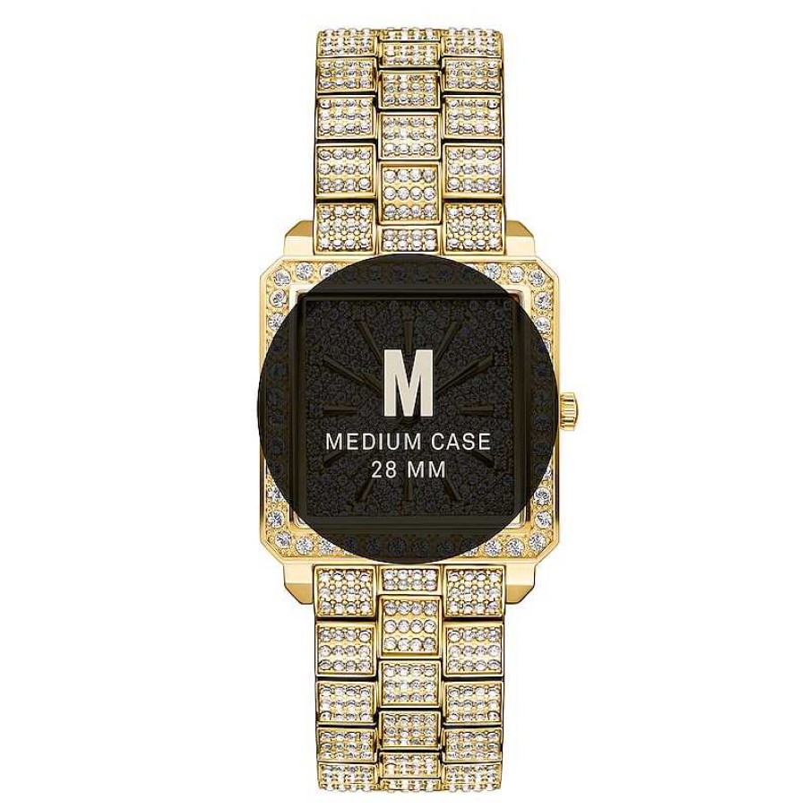 JBW Ladies' Jbw Cristal Square 1/8 Ct. T.W. Diamond And Crystal Accent 18K Gold Plate Watch (Model: J6386A) Watches