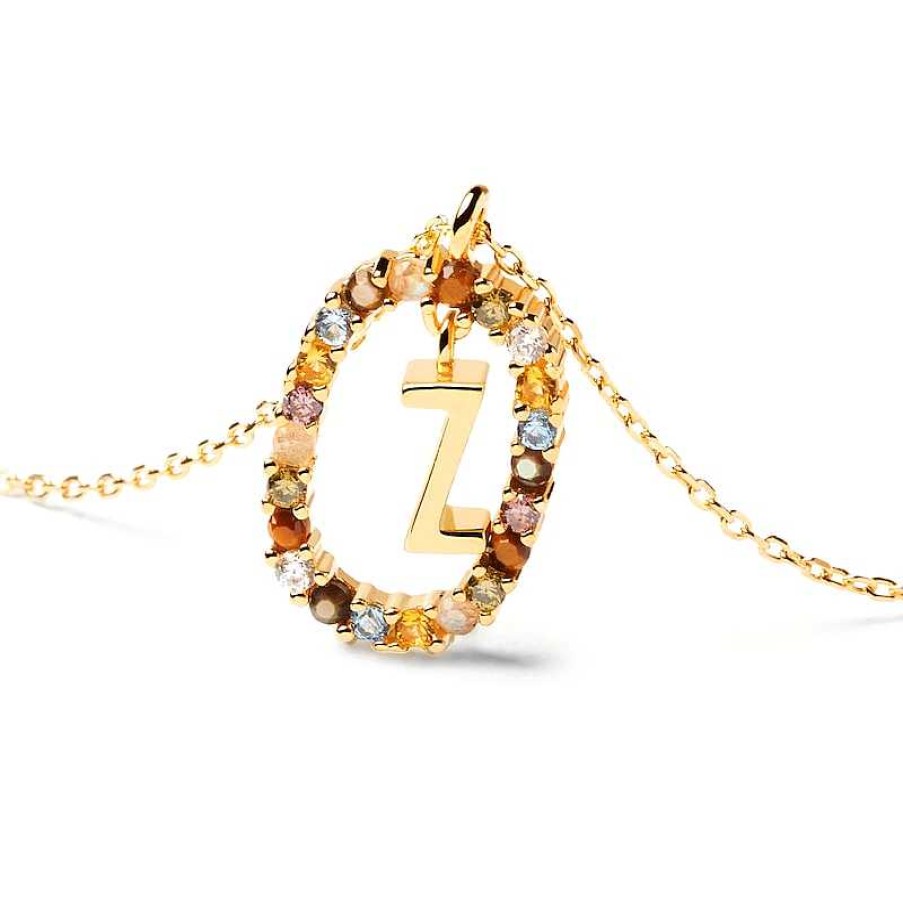 Zales Pdpaola At Zales Multi-Color "Z" Pendant In Sterling Silver With 18K Gold Plate Necklaces