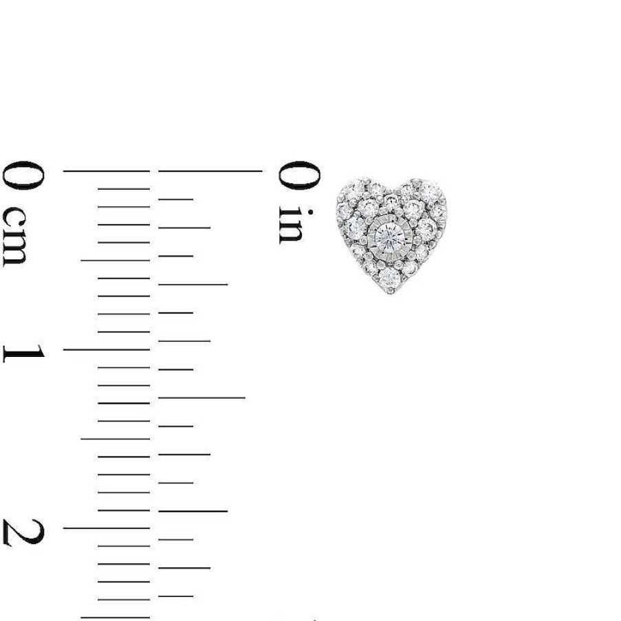 Zales 1/4 Ct. T.W. Heart-Shaped Multi-Diamond Stud Earrings In Sterling Silver Earrings