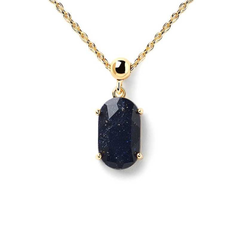 Zales Pdpaola At Zales Oval Blue Sandstone Luck Bead Charm In Sterling Silver With 18K Gold Plate Necklaces