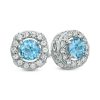 Zales 5.0Mm Swiss Blue Topaz And Lab-Created White Sapphire Stud Earrings In Sterling Silver Earrings