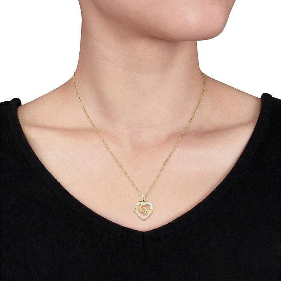 Zales Diamond Accent "Mom" Heart Pendant In 10K Gold - 17" Necklaces