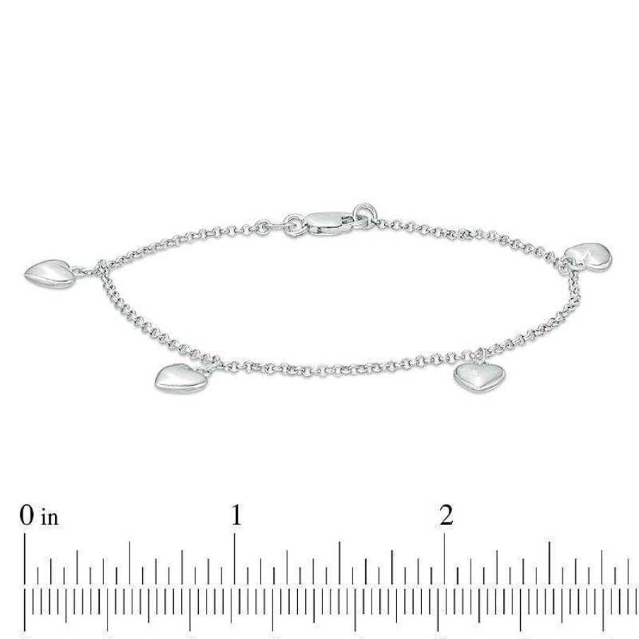 Zales Heart Charm Bracelet In Sterling Silver - 7.25" Bracelets