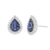 Zales Pear-Shaped Blue Sapphire And 1/3 Ct. T.W. Diamond Double Shadow Frame Stud Earrings In 10K White Gold Earrings