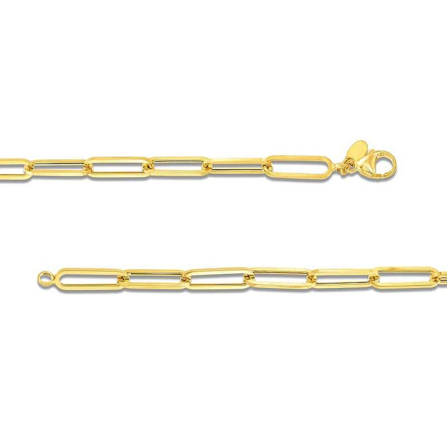 Zales 3.8Mm Paper Clip Chain Bracelet In Hollow 14K Gold - 7.5" Bracelets