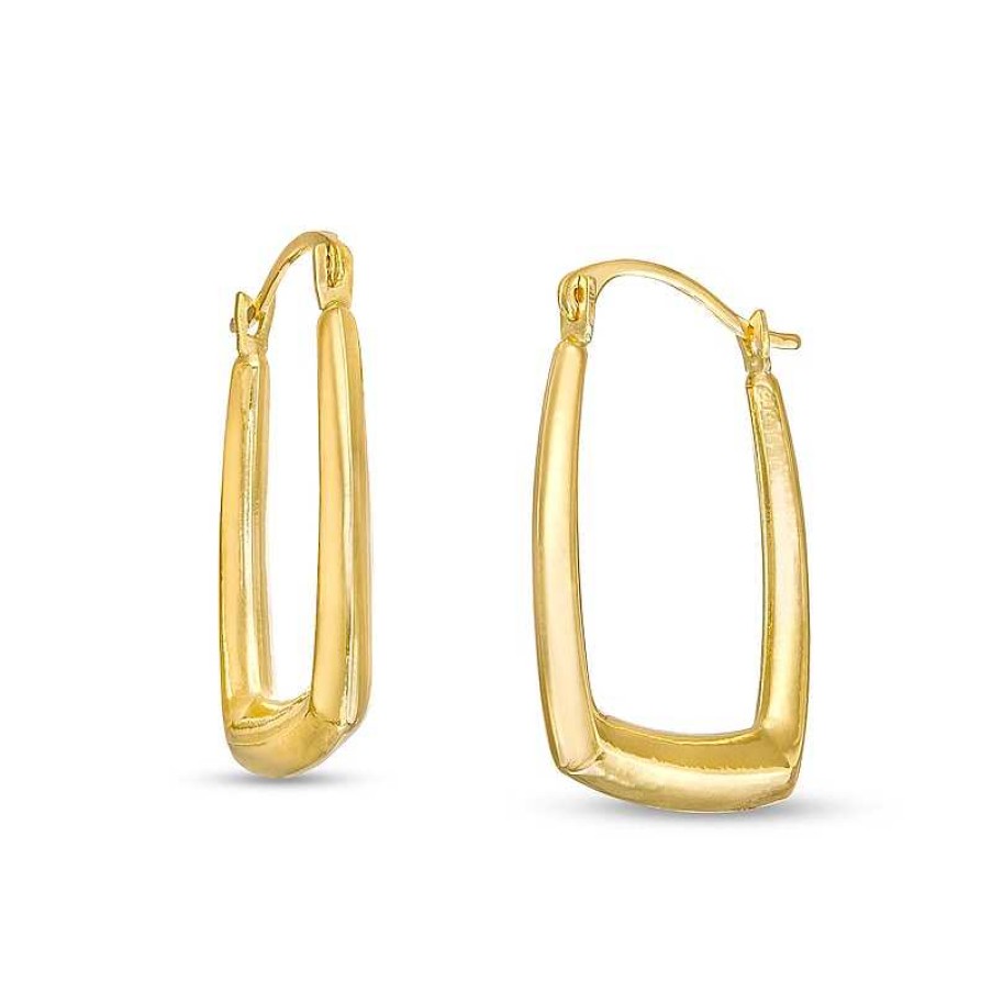 Zales Rectangular Tube Hoop Earrings In 14K Gold Earrings