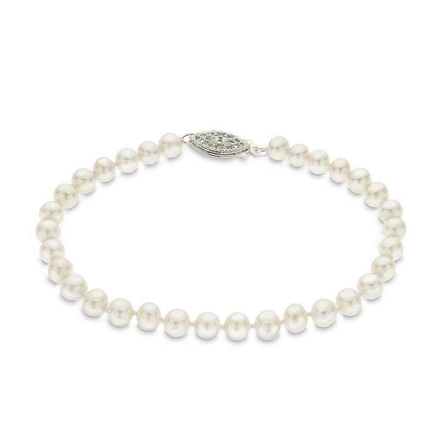 Zales 5.0-5.5Mm Cultured Freshwater Pearl Strand Bracelet With Sterling Silver Clasp - 7.5" Bracelets