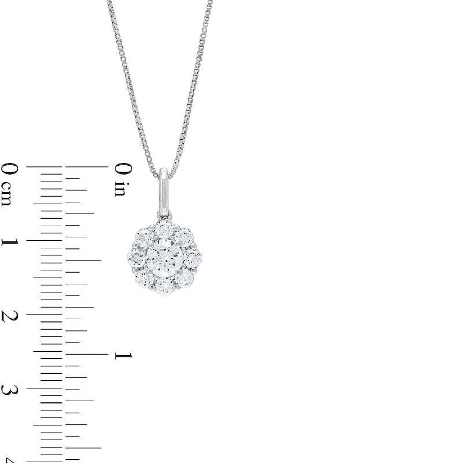 Zales 1 Ct. T.W. Certified Lab-Created Diamond Scallop Frame Flower Pendant In 14K White Gold (F/Si2) Necklaces