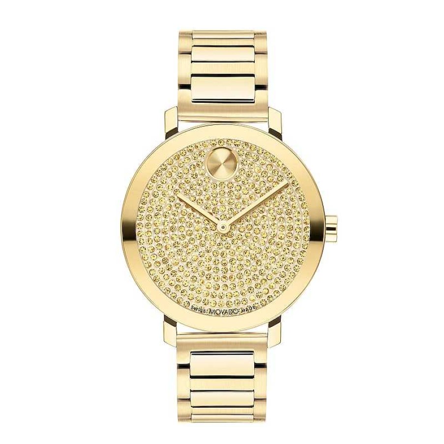 Movado Ladies' Movado Bold® Evolution Gold-Tone Ip Watch With Crystal Accent Dial (Model: 3601152) Watches