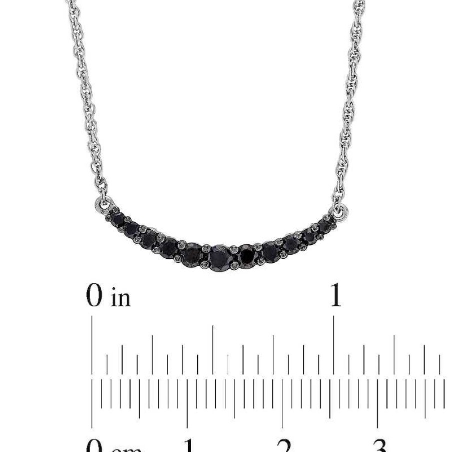 Zales 1/2 Ct. T.W. Black Diamond Curved Bar Necklace In Sterling Silver Necklaces