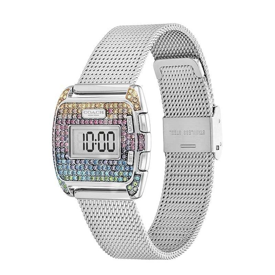 Coach Ladies' Coach Darcy Multi-Colored Rainbow Crystal Digital Mesh Watch (Model: 14504237) Watches