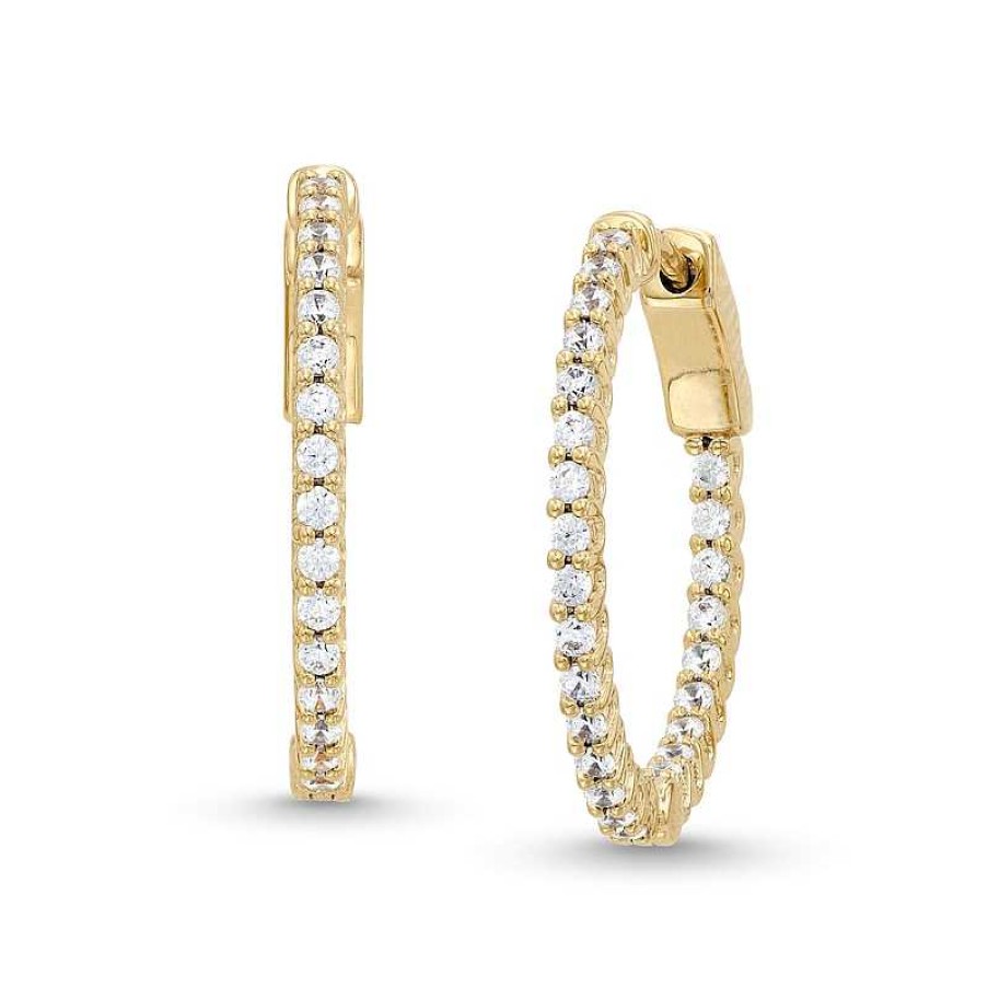 Zales 1/2 Ct. T.W. Diamond Inside-Out Hoop Earrings In 10K Gold Earrings