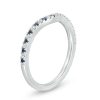 Zales Vera Wang Love Collection Blue Sapphire And 1/15 Ct. T.W. Diamond Contour Wedding Band In 14K White Gold Rings