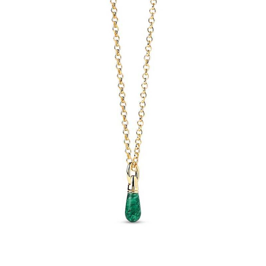 Zales Pdpaola At Zales Green Aventurine Small Teardrop Hoop Earring And Necklace Charm In Sterling Silver With 18K Gold Plate Necklaces