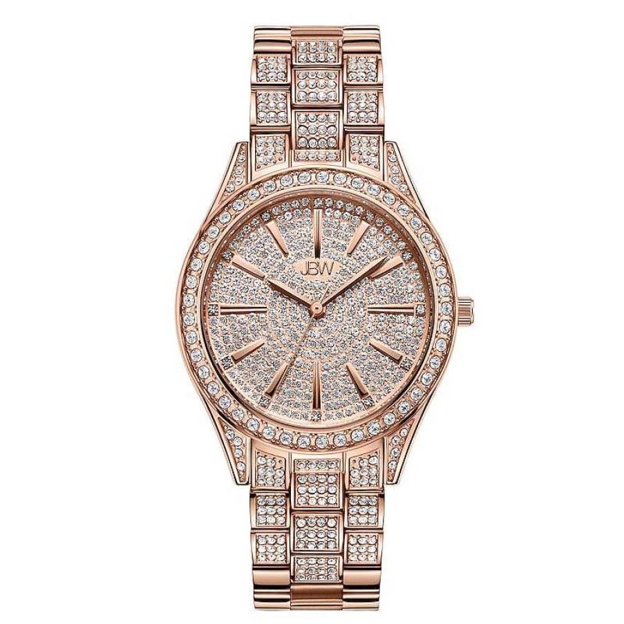 JBW Ladies' Jbw Cristal 34 1/8 Ct. T.W. Diamond And Crystal 18K Rose Gold Plate Watch (Model: J6383B) Watches