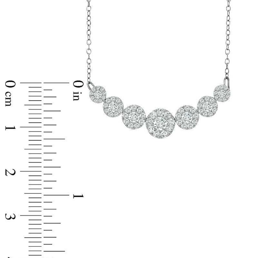 Zales 1 Ct. T.W. Diamond Seven Stone Frame Necklace In 10K White Gold Necklaces