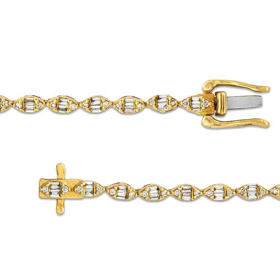 Zales 1 Ct. T.W. Marquise Multi-Diamond Line Bracelet In 10K Gold - 7.25" Bracelets