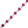 Zales Heart-Shaped Lab-Created Ruby And White Sapphire Line Bracelet In Sterling Silver - 7.25" Bracelets