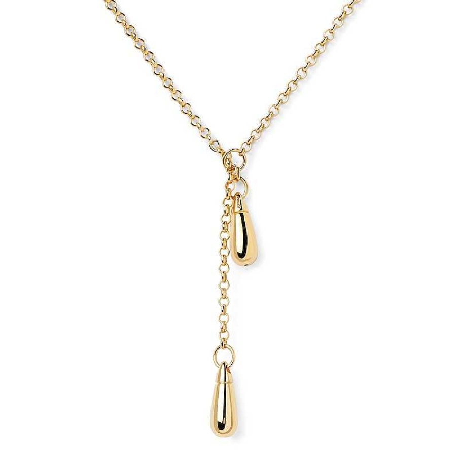 Zales Pdpaola At Zales Double Teardrop Sliding Chain Necklace In Sterling Silver With 18K Gold Plate - 25" Necklaces