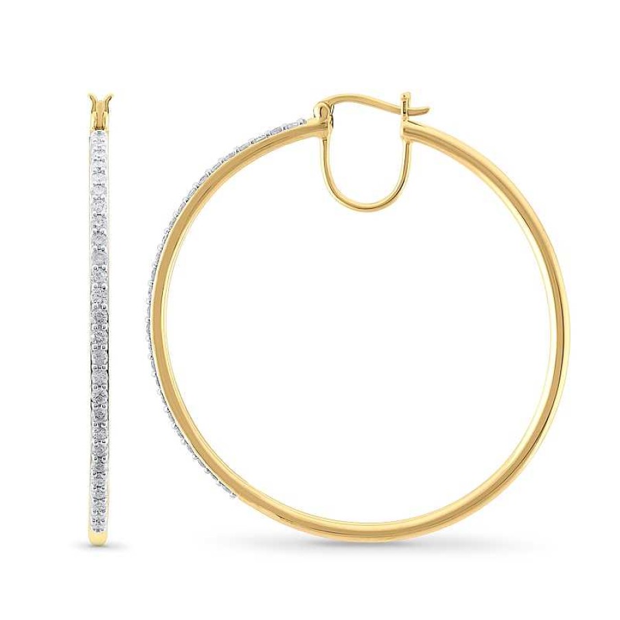 Zales 1 Ct. T.W. Diamond 40.11 X 2.0Mm Hoop Earrings In 10K Gold Earrings