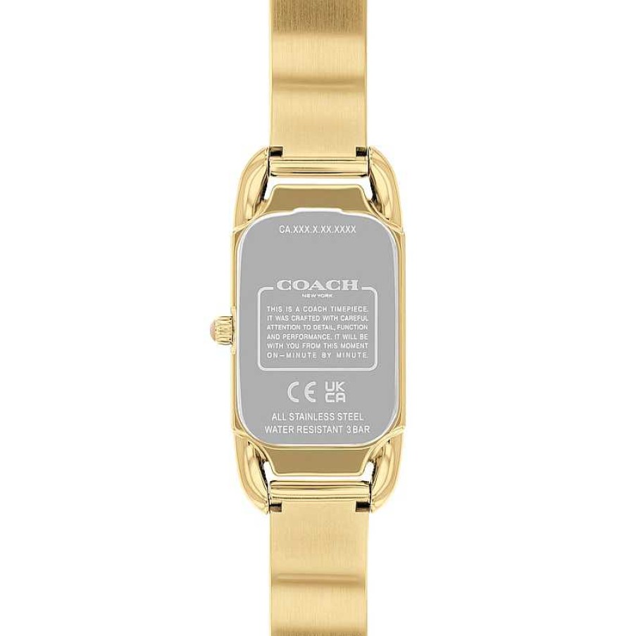 Coach Ladies' Coach Cadie Gold-Tone Ip Bangle Watch With Rectangular Dial (Model: 14504195) Watches