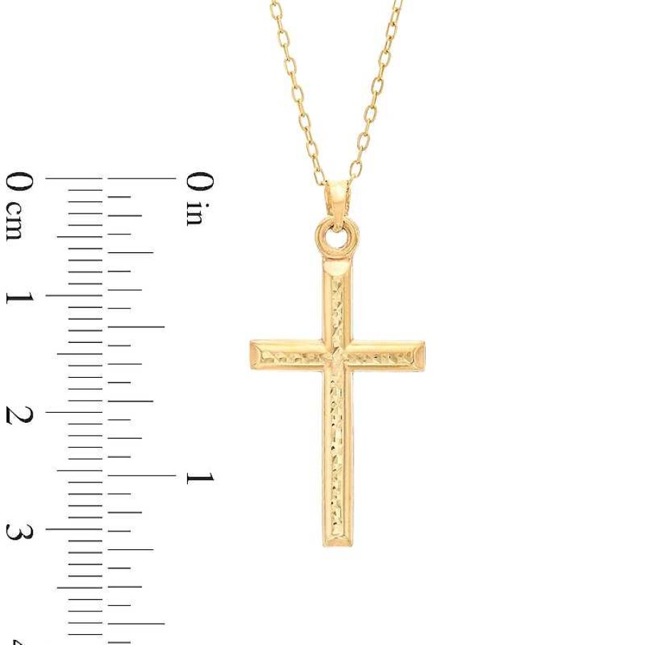 Zales Diamond-Cut Cross Pendant In 10K Gold Necklaces