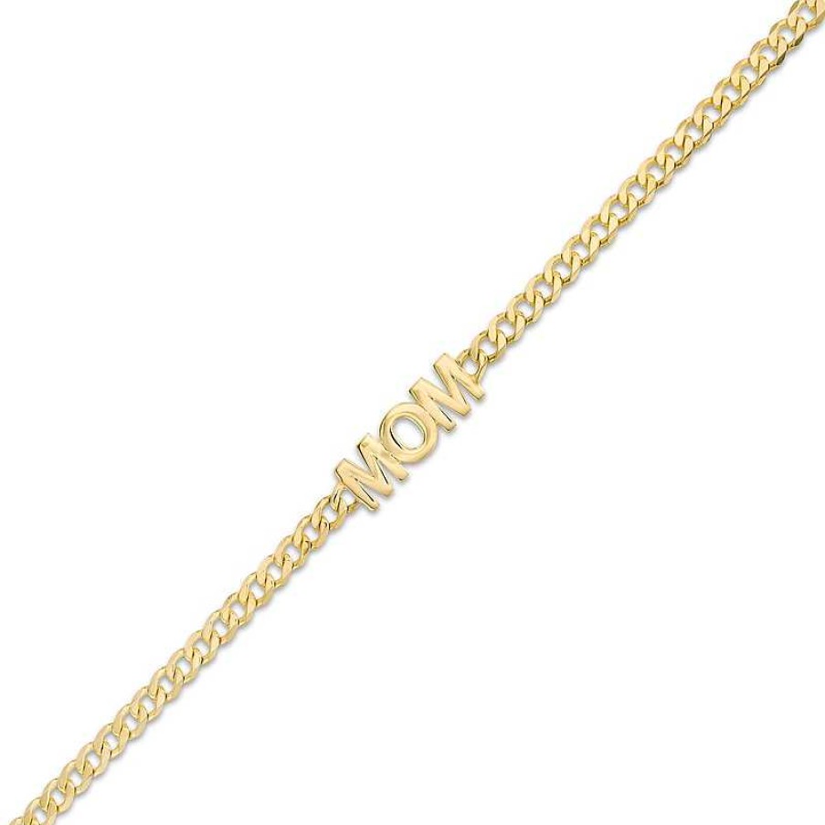 Zales Mom Curb Chain Bracelet In 14K Gold - 7.25" Bracelets