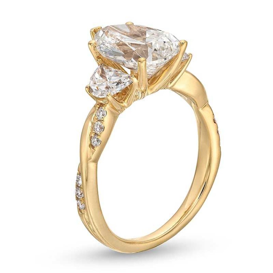 Zales 4 Ct. T.W. Certified Pear-Shaped And Half-Moon Lab-Created Diamond Three Stone Engagement Ring In 14K Gold (F/Vs2) Rings