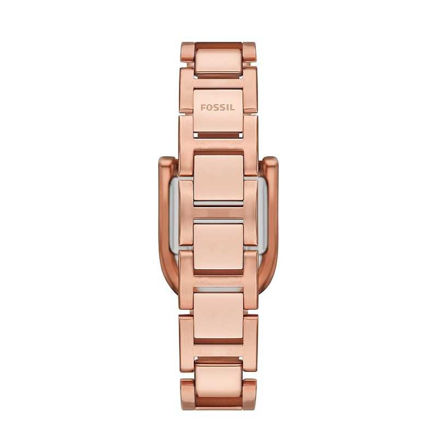 Fossil Ladies' Fossil Harwell Rose-Tone Ip D-Link Watch With Rectangular Brown Sunray Dial (Model: Es5328) Watches