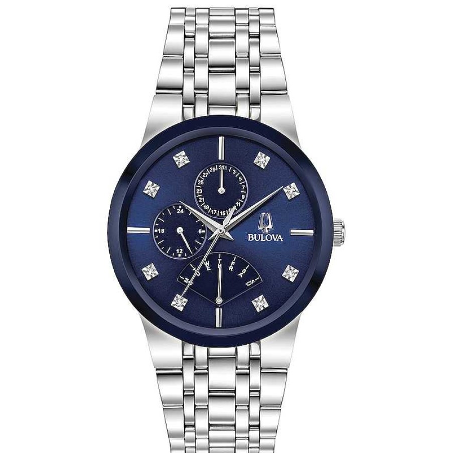 Bulova Men'S Bulova Diamond Accent Watch With Blue Dial (Model: 96D144) Watches